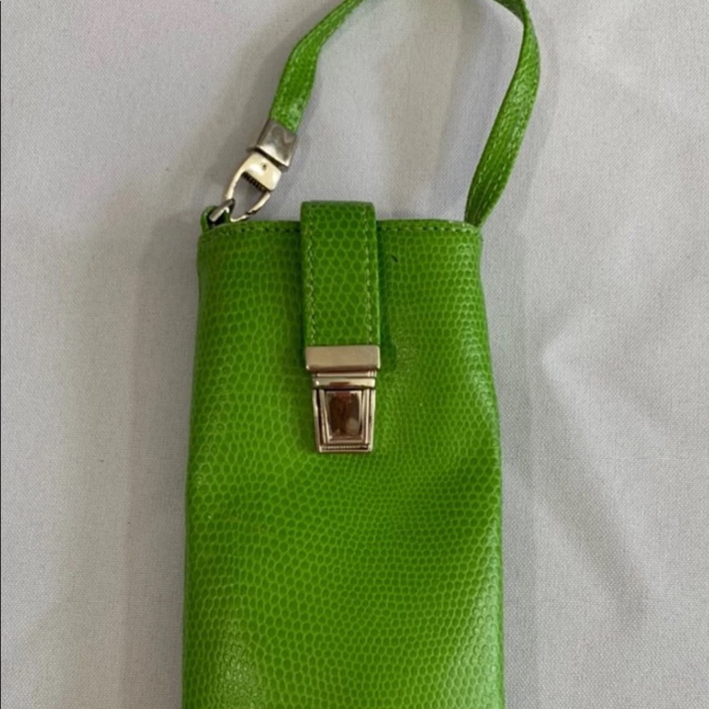 Lizard leather green eyeglass case